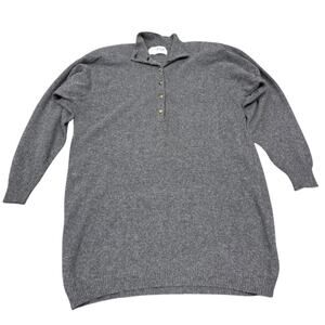 Pringle of Scotland 100% Cashmere Henley Sweater Gray Vintage Tunic L